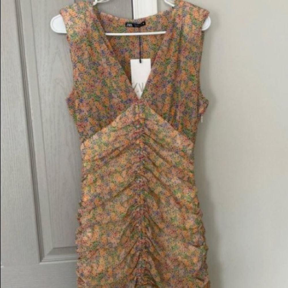 Zara Floral Runched Dress